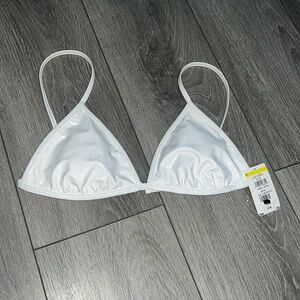 NWT VYB Swimwear White Patent Bikini Top With Adjustable Straps